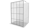 Mexen Kioto Parete Doccia Autoportante 130 X 200 Cm, Griglia Nera 8 Mm, Cromo - 800-130-002-01-77