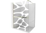 Mexen Kioto+ Parete Doccia Con Mensola Walk-In 70 X 200 Cm, Onda Bianca, Oro - 800-070-121-50-97