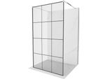 Mexen Kioto Parete Doccia Autoportante 100 X 200 Cm, Griglia Nera 8 Mm, Cromo - 800-100-002-01-77