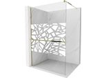 Mexen Kioto+ Parete Doccia Con Mensola Walk-In 120 X 200 Cm, Motivo Bianco, Oro - 800-120-121-50-85