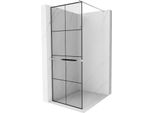 Mexen Kioto+ Parete Doccia Con Mensola Walk-In 90 X 200 Cm, Quadretto Nero, Cromo - 800-090-121-01-77