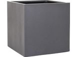 Vivanno Vaso Da Fiori In Fibra Di Vetro Block Cubo, Grigio Grafite Opaco - 50X50X50 Cm