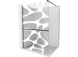 Mexen Kioto+ Parete Doccia Con Mensola Walk-In 100 X 200 Cm, Onda Bianca, Nera - 800-100-121-70-97