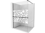 Mexen Kioto+ Parete Doccia Con Mensola Walk-In 120 X 200 Cm, Motivo Bianco, Nero - 800-120-121-70-85