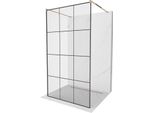 Mexen Kioto Parete Doccia Autoportante 120 X 200 Cm, Griglia Nera 8 Mm, Oro Rosa - 800-120-002-60-77