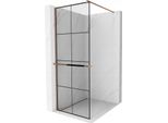Mexen Kioto+ Parete Doccia Con Mensola Walk-In 90 X 200 Cm, Griglia Nera, Oro Rosa - 800-090-121-60-77