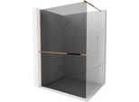 Mexen Kioto+ Parete Doccia Con Mensola Walk-In 120 X 200 Cm, Grafite, Oro Rosa - 800-120-121-60-40