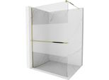 Mexen Kioto+ Pannello Doccia Walk-In Con Mensola 120 X 200 Cm, Trasparente/Brina, Oro - 800-120-121-50-35