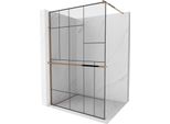 Mexen Kioto+ Parete Doccia Con Mensola Walk-In 120 X 200 Cm, Motivo Nero, Oro Rosa - 800-120-121-60-78