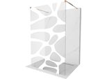 Mexen Kioto Parete Doccia Indipendente 100 X 200 Cm, Onda Bianca 8 Mm, Oro Rosa - 800-100-002-60-97