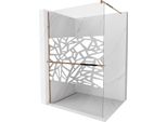 Mexen Kioto+ Parete Doccia Con Ripiano Walk-In 110 X 200 Cm, Motivo Bianco, Oro Rosa - 800-110-121-60-85