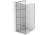 Mexen Kioto Parete Doccia Walk-In 80 X 200 Cm, Griglia Nera 8 Mm, Bianca - 800-080-101-20-77