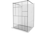 Mexen Kioto Parete Doccia Autoportante 130 X 200 Cm, Motivo Nero 8 Mm, Nero - 800-130-002-70-78