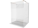 Mexen Kioto Parete Doccia Autoportante 140 X 200 Cm, Trasparente/Brina 8 Mm, Oro Rosa - 800-140-002-60-35