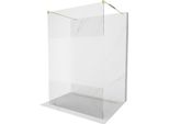 Mexen Kioto Parete Doccia Autoportante 140 X 200 Cm, Trasparente/Brina 8 Mm, Oro - 800-140-002-50-35