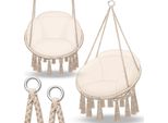 Tillvex Sedia Sospesa Beige Con Grande Cuscino 200Kg Da Appendere | Sedia Sospesa Per Interni Ed Esterni | Cesto Sospeso Resistente Alle Intemperie | Cesto Per Altalena