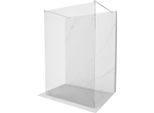 Mexen Kioto Parete Doccia Autoportante 130 X 200 Cm, Trasparente 8 Mm, Nichel Spazzolato - 800-130-002-97-00