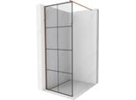 Mexen Kioto Parete Doccia Walk-In 80 X 200 Cm, Griglia Nera 8 Mm, Rame Spazzolato - 800-080-101-65-77