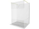Mexen Kioto Parete Doccia Autonoma 100 X 200 Cm, Trasparente/Brina 8 Mm, Oro Spazzolato - 800-100-002-55-35