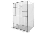 Mexen Kioto Parete Doccia Autoportante 140 X 200 Cm, Motivo Nero 8 Mm, Bianco - 800-140-002-20-78