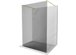 Mexen Kioto Parete Doccia Autoportante 100 X 200 Cm, Grafite 8 Mm, Oro Spazzolato - 800-100-002-55-40