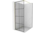Mexen Kioto Parete Doccia Walk-In 90 X 200 Cm, Griglia Nera 8 Mm, Oro Spazzolato - 800-090-101-55-77