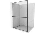 Mexen Kioto+ L Parete Doccia Con Mensola Walk-In 120 X 200 Cm, Cornice Nera, Nero - 800-120-123-70-70