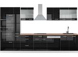 Vicco Cucina Componibile R-Line, 350 Cm Con Armadio Alto, Pt Rovere, Nero Lucido/Bianco