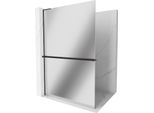 Mexen Kioto+ L Parete Doccia Con Mensola Walk-In 80 X 200 Cm, Specchio, Nero - 800-080-123-70-50