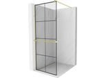 Mexen Kioto+ Parete Doccia Con Mensola Walk-In 80 X 200 Cm, Griglia Nera, Oro Spazzolato - 800-080-121-55-77