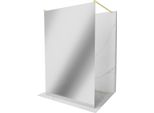 Mexen Kioto Parete Doccia Autoportante 100 X 200 Cm, Specchio 8 Mm, Oro Spazzolato - 800-100-002-55-50