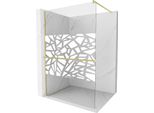 Mexen Kioto+ Parete Doccia Con Mensola Walk-In 80 X 200 Cm, Motivo Bianco, Oro Spazzolato - 800-080-121-55-85