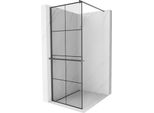 Mexen Kioto+ Parete Doccia Con Mensola Walk-In 80 X 200 Cm, Griglia Nera, Grigio Canna Di Fucile Spazzolato - 800-080-121-66-77