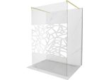 Mexen Kioto Parete Doccia Autoportante 110 X 200 Cm, Motivo Bianco 8 Mm, Oro Spazzolato - 800-110-002-55-85