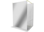 Mexen Kioto Parete Doccia Autoportante 130 X 200 Cm, Specchio 8 Mm, Oro Spazzolato - 800-130-002-55-50