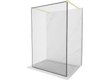 Mexen Kioto Pannello Doccia Autoportante 110 X 200 Cm, Cornice Nera 8 Mm, Oro Spazzolato - 800-110-002-55-70
