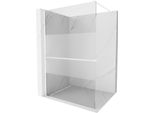 Mexen Kioto+ Parete Doccia Con Mensola Walk-In 120 X 200 Cm, Trasparente/Brina, Bianca - 800-120-121-20-35