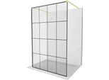 Mexen Kioto Parete Doccia Autoportante 160 X 200 Cm, Griglia Nera 8 Mm, Oro Spazzolato - 800-160-002-55-77