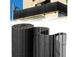 Clanmacy 140X800Cm Schermo Per La Privacy Schermo Per La Privacy In Pvc Di Bambù Recinzione Per Il Giardino Recinzione Per Il Balcone Recinzione Frangivento Balcone Rivestimento, Antracite