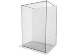 Mexen Kioto Parete Doccia Indipendente 120 X 200 Cm, Cornice Nera 8 Mm, Rame Spazzolato - 800-120-002-65-70