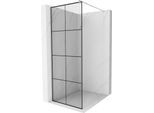 Mexen Kioto Parete Doccia Walk-In 70 X 200 Cm, Griglia Nera 8 Mm, Nichel Spazzolato - 800-070-101-97-77