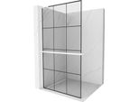 Mexen Kioto+ L Parete Doccia Con Mensola Walk-In 120 X 200 Cm, Griglia Nera, Bianco - 800-120-123-20-77