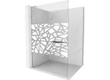 Mexen Kioto+ L Pannello Doccia Con Mensola Walk-In 90 X 200 Cm, Motivo Bianco, Cromo - 800-090-123-01-85