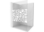 Mexen Kioto+ L Parete Doccia Con Mensola Walk-In 120 X 200 Cm, Motivo Bianco, Bianca - 800-120-123-20-85