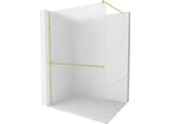 Mexen Kioto+ Parete Doccia Con Mensola Walk-In 110 X 200 Cm, Smerigliato, Oro Spazzolato - 800-110-121-55-30