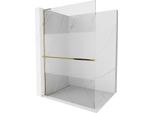 Mexen Kioto+ L Pannello Doccia Con Mensola Walk-In 120 X 200 Cm, Trasparente/Brina, Oro - 800-120-123-50-35