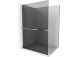 Mexen Kioto+ L Parete Doccia Con Mensola Walk-In 120 X 200 Cm, Grafite, Oro - 800-120-123-50-40