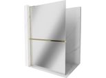 Mexen Kioto+ L Parete Doccia Con Mensola Walk-In 80 X 200 Cm, Specchio, Oro - 800-080-123-50-50