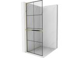 Mexen Kioto+ L Parete Doccia Con Mensola Walk-In 90 X 200 Cm, Griglia Nera, Oro - 800-090-123-50-77