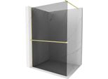 Mexen Kioto+ Parete Doccia Con Mensola Walk-In 120 X 200 Cm, Grafite, Oro Spazzolato - 800-120-121-55-40